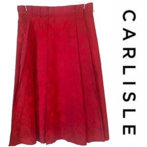 Carlisle Red Pleated Silk Skirt -Size 6